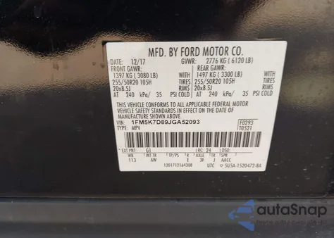 2018 Ford Explorer Xlt из США, поврежденный, VIN 1FM5K7D89JGA52093